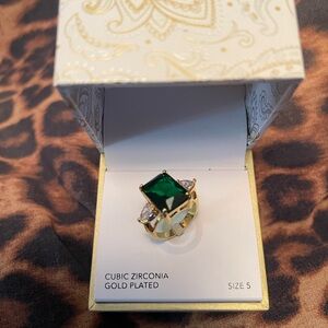 CHARTER CLUB! Gold Plated Green Cubic Zirconia Ring